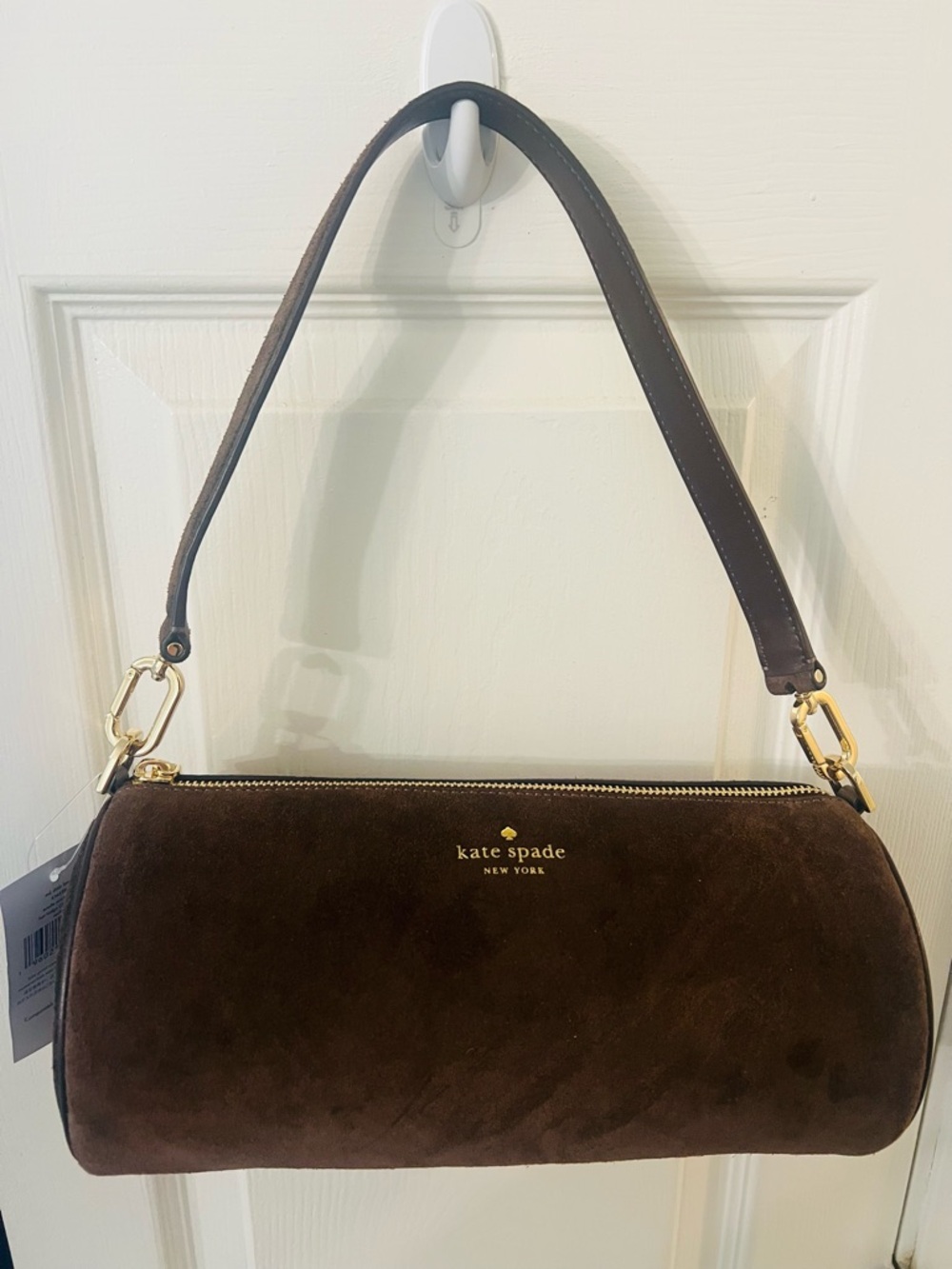 kate spade Brown Suede Mini Shoulder Bag with Gold Hardware